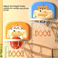 Foldable children's basketball set cartoon animal pattern wall-mountedpunch-free installation scoreboard inflatable ball quality