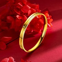 Women 9999 24K Real Gold5D European and American Fashion Design Zircon Love Bracelet Inlay Diamond Studded Plain Ring Bangle