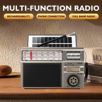 Retro Allband-Radio Kabellose Audioverbindung Solar- & Multi-Mode-Aufladung Langlebiger Akku Mehrere Wiedergabemodi