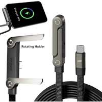 240W Type-C To Type-C Fast Charging Cable Foldable Stand Charge 2-in-1 Type-C to USB C Charging Data Cable For iPhone17 Xiaomi17