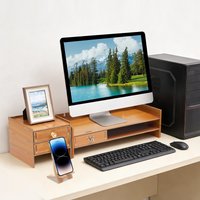 Wooden Desktop Monitor Riser Rectangular Multi-layer Storage Stand Elevated Desktop Support Shelf Desk Organizer for Study Office