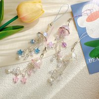 Cute Jellyfish Pendant Keychain Multifunctional Phone Lanyard Bag Key Ring Ornament Girls Daily Decor Christmas Birthday Gift