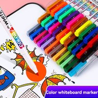 12/24Colors Dry Erase Markers Whiteboard Marker Pen Office School White Board Stationery Fine Tip Colored Pens