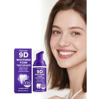 9D Purple Whitening Foam Toothpaste Press-Type Design Deeply Cleans Teeth Eliminates Bad Breath Brightens Smile Freshens Breath