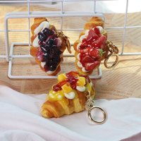1 piece of fruit croissant, jam slice toast pendant, bag charm, car interior decoration
