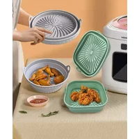 Foldable Air Fryer Silicone Liner Reusable Air Fryer Silicone Baking Tray Food Grade Silicone Air Fryer Mat