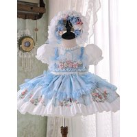 Baby Toddle Girls Summer Sweet Lolita Lace Embroidery Floral Princess Ball Gown Cake Layed Dress Skirts Birthday Party Childrens