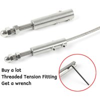 2PCS Stainless 304 Threaded Stud Tension End Fitting Toggle Anchor Terminal with Hexagon Bolt for 1-8MM Wire Rope Cable Railing