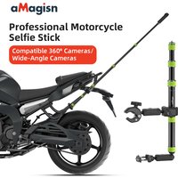 aMagisn For GoPro / DJI / Insta360 Professional Motorcycle Selfie Stick 34cm - 110cm Metal Pole 1/4 Thread Pole Convertible