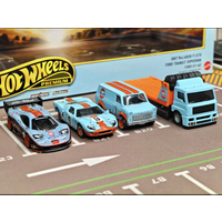 Hot Wheels Premium Gulf Diecast Car Set GMH39 9C7F 1997 McLaren F1 GTR Ford GT40 Ford Transit Supervan Car Model