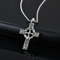 Nordic Celtic Knot Cross Necklace, Viking Metal Pendant for Men, Retro Punk Jewelry, Symbolic Gift for Boys