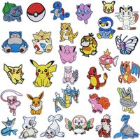 16-22-30Pcs Anime Pikachu Pokemon Game Monster Character For Sew kids Clothes Iron on Embroidery Patches DIY Jeans hat Applique