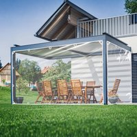 Wzmocniona plandeka PVC z przelotkami 420gsm, wytrzymała, przezroczysta plandeka z nierdzewnymi oczkami, wodoodporna, wiatroodporna, mrozoodporna osłona na patio, altanę, ścianę boczną, ogrodzenie