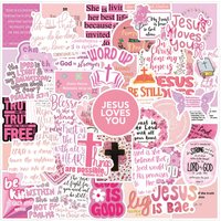 10/25/50pcs Pink Jesus Bible Stickers Graffiti for DIY Waterproof Scrapbook Stationery Suitcase Water Bottle Phone Laptop Guitar