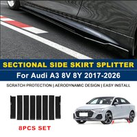 2m Sectional Side Skirt Extension Lips Side Spoiler, Car Exterior Modified Upgrade Kit For Audi A3 8V 8Y 2017-2026 2018 2019