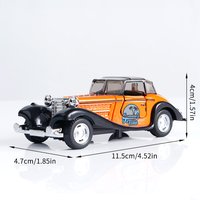 Vintage Classic Car Die-Cast Model, 11.5cm Orange Pull-Back Toy with Openable Doors, Collectible Retro Car for Kids