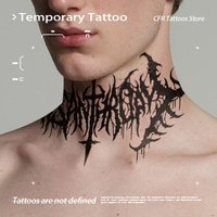 Fashionable Dark Thorns Cross Neck Herbal Juice Tattoo Sticker For Men Woman Bodyart Body Stickers Party Art Charm Tatuaje Cheap