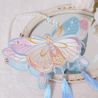 Chinese Style Gentle Girl Cosplay Lolita Elegant Bag Butterfly Embroidery Pearl Gem Tassel Zipper Portable Messenger Bag
