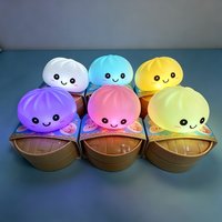 Aesthetic LED Bun Night Light, Soft Silicone Squishy Toy, Glowing Food Ornament, Sensory Stress Reliever, Cute Gift for Kids & A