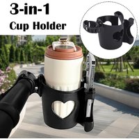 3-in-1 Stroller Cup Holder Adjustable Baby Trolley Drink Bottle Rack Universal Plastic Water Cup Phone Mount for Bike Wheelchair