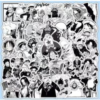 50Pcs One Piece Black & White Manga Sticker Pack, Classic Anime Character Decals for Laptop, Phone Case & DIY Journal Decor