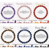 Natural Stone Beaded Bracelets With Card 8mm Apatite Amethysts Carnelian Tiger Eye Stone Stretch Bracelets For Women Men Jewelry