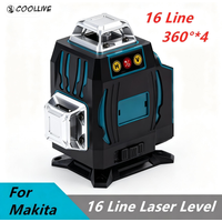 4D 16 Line Laser Level 360°Horizontal Vertical Green Laser Automatic Self-Leveling Building Power Tools For Makita 18V Battery