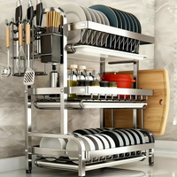 2-3 layer stainless steel kitchen storage rack for dishes and bowls - used for storing cutlery, plates and bowls. image 3