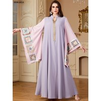 Siskakia Ramadan Dubai Sequins Patchwork Batwing Sleeve Maxi Dress For Women Moroccan Gala Elegant Loose Abayas