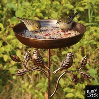 A Vintage Copper-Colored Iron Bird Bath and Feeder, Dual-Purpose, Rust-Resistant for Outdoor Use, with 5 Stable Legs, Garden and Yard Decoration, Bird Drinking and Bathing Station, Easy to Clean,