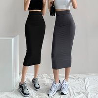 Elastic Mid-Waist Skirt Women's Spring Summer Sexy Straight Cut Cotton Blend Tight Fit A-Line Skirt Fashionable Elegant