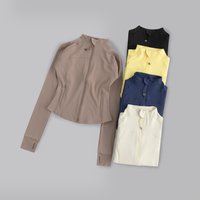 Women New Quick Dry Breathable With Zipper and Pockets Long Sleeve Fitness Jacket Gym Yoga Wear for Running Workout Sport Tops