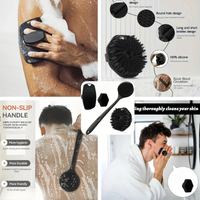 4-Piece Bath Brush & face clean brush Set,Soft Silicone,With Non-slip Handle,Easy to Clean and Rinse,Perfect for Use in The Bath