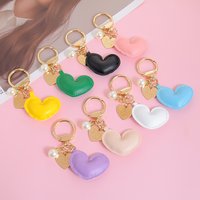 Leather Love Keychain Metal Heart Keyring Accessories Handbag Ins Pendant Car Keychain