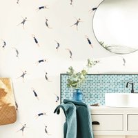 Funny Swim In White Background Wallpaper,Wall Stickers Decoration Adhesive For Room Decoration /Tradition Non-woven Paper Wall