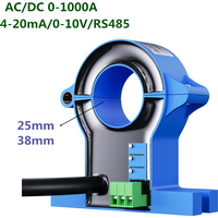 AC/DC Current Transmitter 30A 50A 100A 1000A Hall Current Sensor Transducer 25mm 0-10V 4-20mA RS485 Current Sensor Transmitter