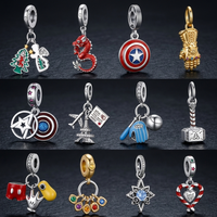 Charms for Women Bracelet, Superhero Shield Dragon Christmas Tree Eiffel Tower Mickey Baseball Thor Hammer DIY Jewelry Beads