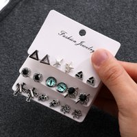 3pcs Set Punk Gothic Cross Skull Eye Sun Star Triangle Stud Earrings for Men Women Punk Hip-hop Rock Jewelry Hip-hop Rock Gifts