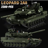 Military MOC 1/28 2306pcs Leopard 2A8 Army Main Battle Tank Building Blocks Bricks Modern Tank Set Toys For Children Boys Gifts