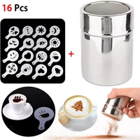 17pcs/set Cappuccino Mold Fancy Coffee Printing Model Foam Spray Cake Stencils Powdered Sugar Chocolate Cocoa Coffee Accessories