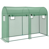 qwGarden Plant Tomato Growth Greenhouse W/ Double Doors & 4 Windows PE Cover Steel Frame Green, 3L x 1W x 2H (m)e
