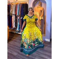 EGRM Pleated Women's Two Pieces Set Fashion Batwing Short Sleeve New Printed T-shirt + Elastic High Waist Folds Long Skirts