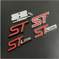 3D Metal ST Line Front Grille Emblem Car Rear Trunk Badge For Ford Edge Puma Kuga Mondeo Fiesta Ecosport Focus STLINE Sticker