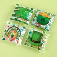 50/100pcs St Patrick's Day Gift Bag Green Irish Day Party Decor Saint Patrick Ornaments Irish Gifts Home 2026 Candy Packing Bags