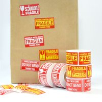 250Pcs/Roll Fragile Warning Stickers Red Fragile Shipping Labels English Handle With Care Warning Decals for Packaging