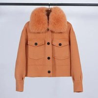 Wool Women Fur Coat New Autumn Winter Real Fox Fur Collar 10% Cashmere 90% Wool Fur Jacket Short Casual Loose Wool Coat