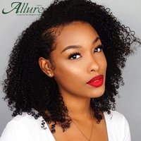 Kinky Curly Human Hair Wigs For Black Women 180% Density Remy Brazilian Full Machine Kinky Curl Wigs Cheap Curly Bob Wigs Allure