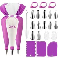 43PCs Silicone Piping Bags and Tips Set Cake DIY Decorating Kit with Stainless Steel Nozzle Reusable Silicone Pastry Baking Tool