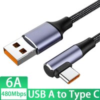 90 Degree Quick Charge 4.0 Data Line PD 100W Fast Charging USB A to USB Type C Cable Right Angle