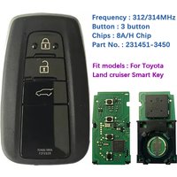 CN007299 Aftermarket 3 Button Smart Key For Toyota Land Cruiser Remote Fob 231451-3450 G Board 8A Chip RF430 312/314Mhz